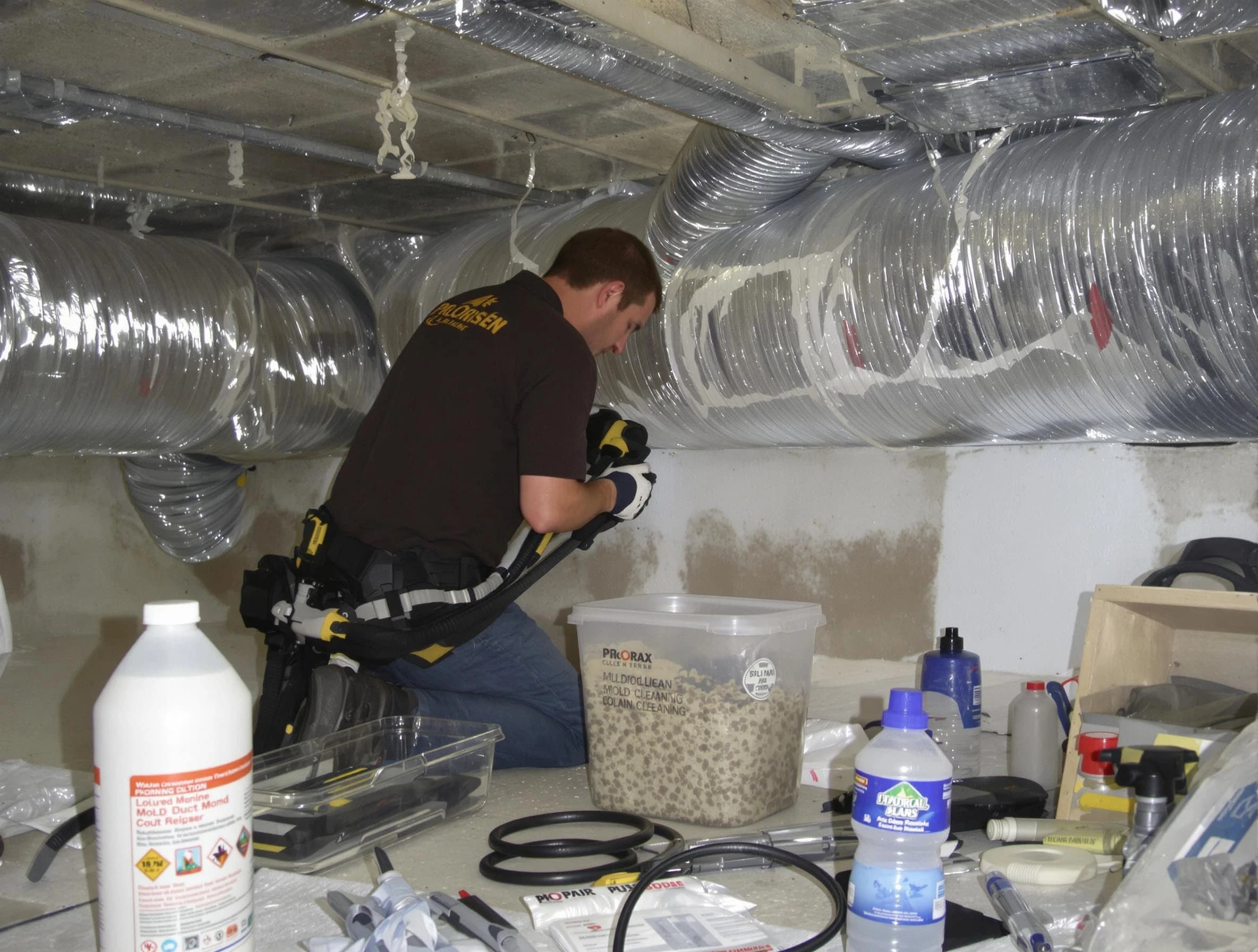 Suwanee Air Duct Cleaning specialist performing professional mold removal from air ducts in Suwanee