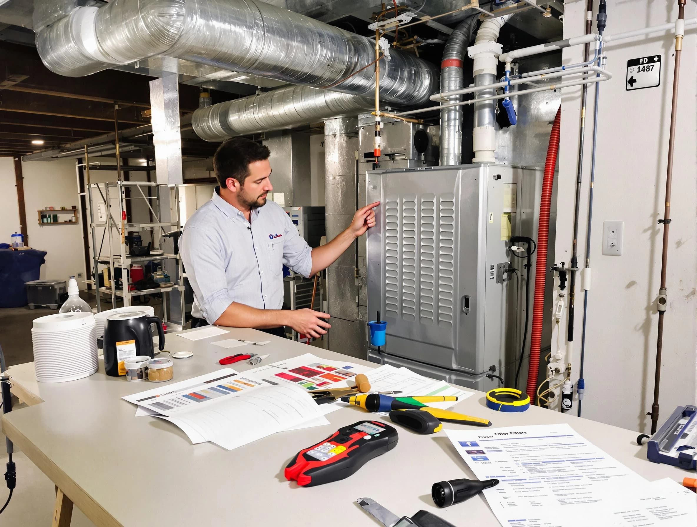 Suwanee Air Duct Cleaning inspector conducting detailed filter system evaluation using professional diagnostic tools in Suwanee