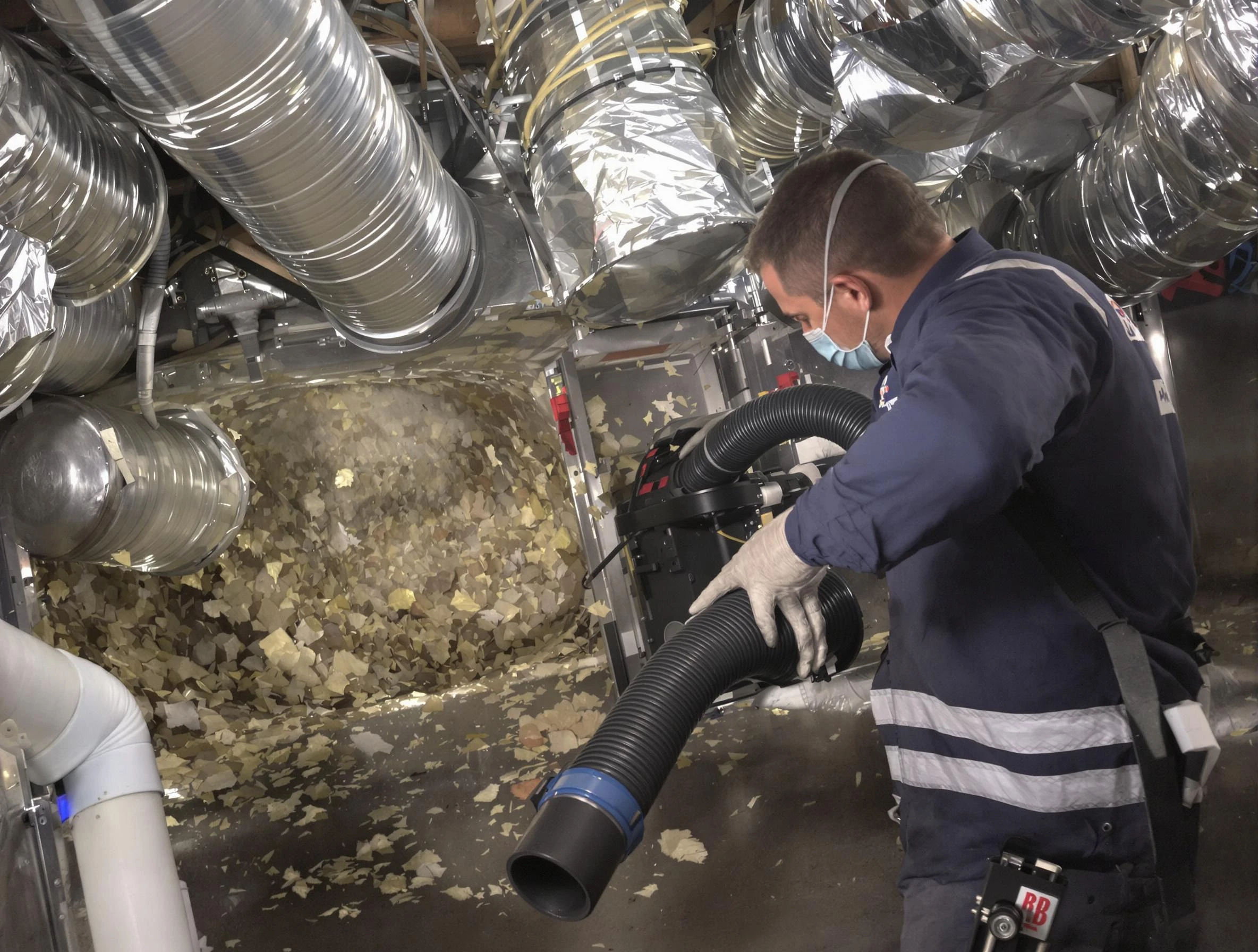 Suwanee Air Duct Cleaning specialist operating negative pressure cleaning equipment for thorough duct maintenance in Suwanee